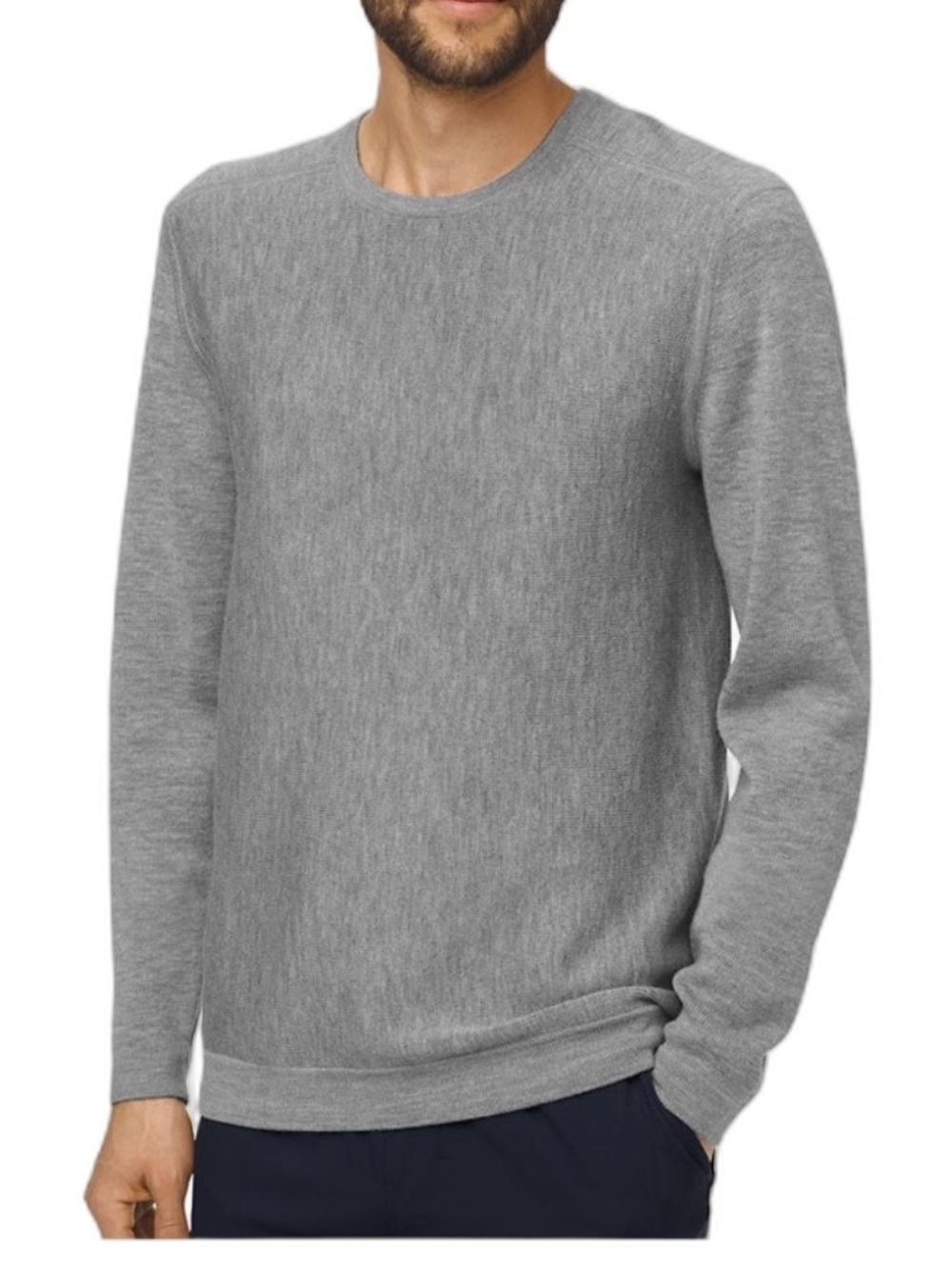 Lululemon Mens Alpine Air Crew Live In Practice Merino Wool Sweater Gray Large